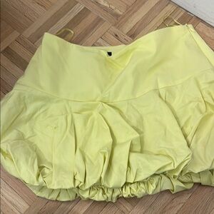 Zara Yellow Bubble Mini Skirt with Ruffled Ruched Design